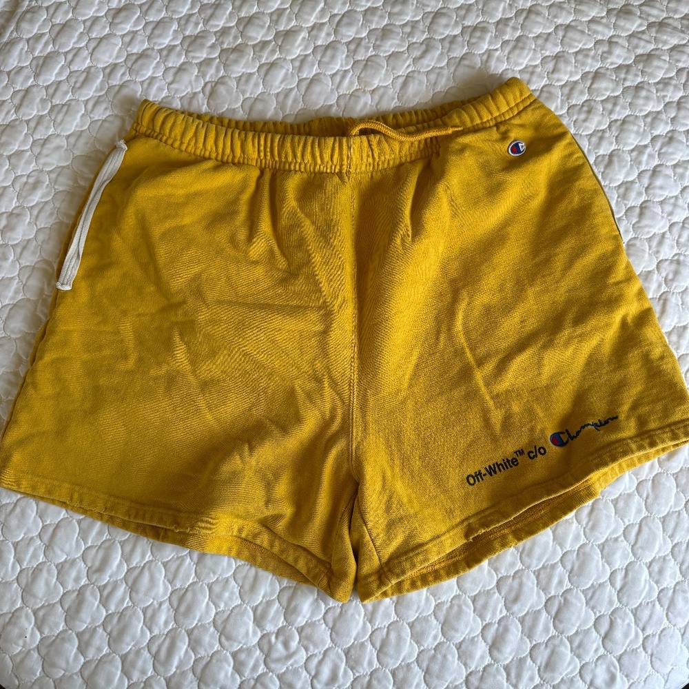 Off-White x Champion Virgil Abloh Yellow Athletic Shorts Size XL
